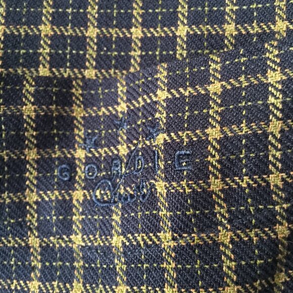 GORDIE HOWE Button Shirt L VINTAGE blue brown plaid embroidered - Picture 6 of 14